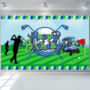 Golf Birthday Party Decoration Golf Happy Birthday Backdrop Photo Booth Banner Photography Background for Golf Sports Themed Birthday Party Supplies for Men Boy Adult Kids, 73 x 43inch