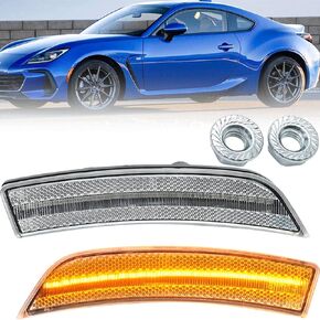 NJSBYL Amber LED BRZ Side Marker Lights Assembly for 2022 2023 Toyota GR86 Subaru BRZ Left Driver Right Passenger Side Bumper Marker Light Turn Signal Lamps Clear Lens OEM# 84411CC010 SU00309625