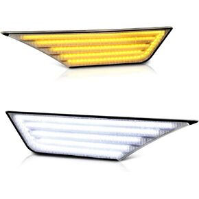 [Switchback + Sequential Turn Signal] VIPMOTOZ Full White & Amber LED Front Side Marker Turn Signal Light For 2016-2021 Honda Civic, Driver & Passenger Side