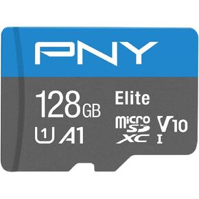 PNY 128GB Elite Mobile Accessories Class 10 U1 V10 A1 microSDXC Flash Memory Card - 100MB/s, Class 10, U1, V10, A1, Full HD, UHS-I, Micro SD
