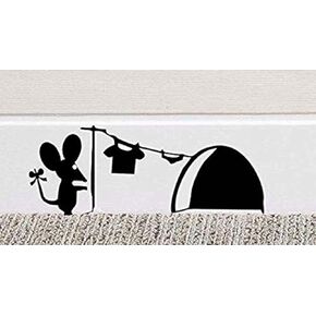 2pcs Wall Decals Black Cartoon Mouse Hole Pattern Wall Sticker Decor Art Mural Baby Nursery Room