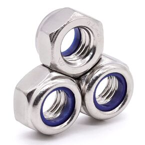 Glvaner #10-24 Thread Size Stainless Steel Hex Locknuts with White Nylon Insert 304 Stainless Steel 18-8 100 Pack