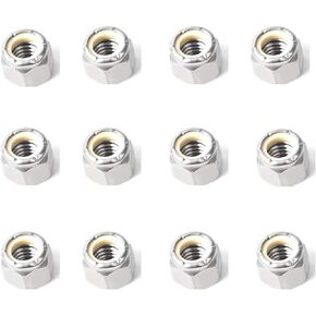 1/4-20 Inch Nylon Insert Hex Lock Nuts,Hincell 60pcs 304 Stainless Steel Locknuts, Hex Drive, Bright Finish,