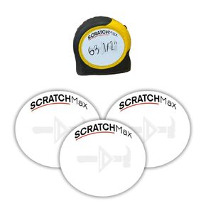 SCRATCHMax Erasable Tape Measure Note Pad (3 Pack) Measuring Tape Sticker | Tape Measure Sticker | Write on Tape Measure Sticker | Tape Measure Notepad | Tape Measure Scratch Pad | Erasable Note Pad