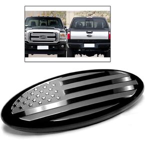 ontto 1PCS Front Grille Rear Tailgate Emblem American Flag Oval Decal Badge Nameplate Sticker Fit for Ford Edge Explorer Expedition Ranger Black(7")