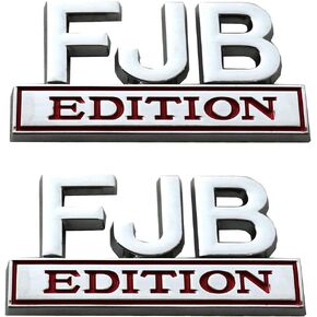 SSDD 2pcs FJB Edition Emblem - Badgeslide The Original FJB Edition Emblem Fender Badge, Car Truck 3D Letter Emblem Badge Sticker Decal (Chrome/Black), CH-FJB-ChBk