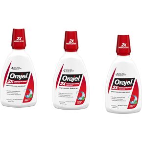 Orajel Rinse، مسكن وقابض، نعناع مهدئ، 16 أونصة سائلة - عبوة من 3 قطع in Kuwait