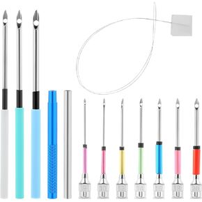 13 Pcs Punch Needle Kit Punch Needle Tool 10 Size Punch Needles with Handles Embroidery Punch Needle Kit for Adults Beginner Cross Stitch DIY Craft