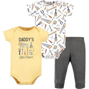 Hudson Baby Unisex Baby Cotton Bodysuit and Pant Set, Construction Work Short Sleeve, 0-3 Months
