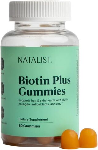 NATALIST Biotin Plus 2,500 mcg Hair & Skin Health Support Supplement Biotin Gummy Vitamins with Collagen Zinc & Antioxidants for Women - 60 Gummies in Saudi Arabia