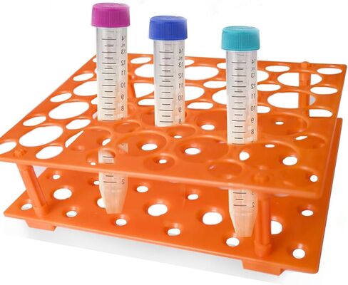 رف أنبوب اختبار المعمل، حامل أنبوب الطرد المركزي القابل للفصل لـ 10 مل، 15 مل، 50 مل، حامل بلاستيكي برتقالي قابل للفصل، 50 بئرًا in Kuwait