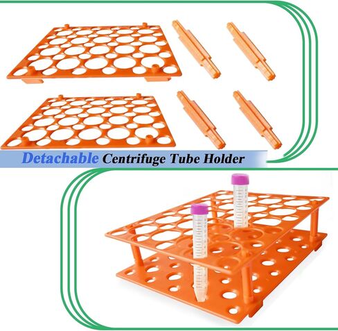رف أنبوب اختبار المعمل، حامل أنبوب الطرد المركزي القابل للفصل لـ 10 مل، 15 مل، 50 مل، حامل بلاستيكي برتقالي قابل للفصل، 50 بئرًا in Kuwait