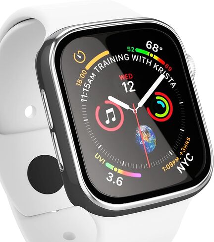 [2 Pack] Hard PC Case with Tempered Glass Screen Protector Compatible with Apple Watch Series 6 SE Series 5 Series 4 40mm, Black in Saudi Arabia