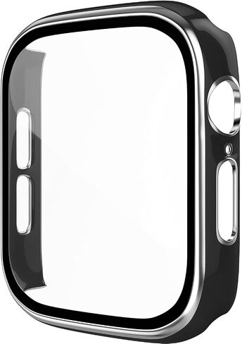 [2 Pack] Hard PC Case with Tempered Glass Screen Protector Compatible with Apple Watch Series 6 SE Series 5 Series 4 40mm, Black in Saudi Arabia