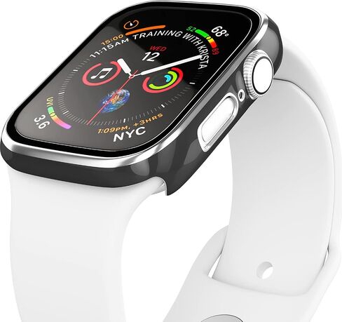 [2 Pack] Hard PC Case with Tempered Glass Screen Protector Compatible with Apple Watch Series 6 SE Series 5 Series 4 40mm, Black in Saudi Arabia