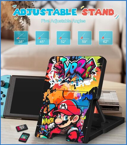 Oqplog Switch Stand for Nintendo Switch/OLED Cute Holder for Boys Kids Girls Teens Cartoon Kawaii Anime Design Portable Foldable Compact Angle Adjustable Gaming PlayStand Accessories,Black in Saudi Arabia