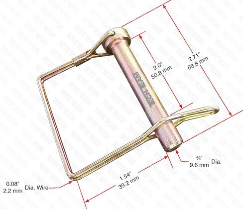 #00846, Double Wire Lock Pin, Hitch Pins 1/4" Dia. x 2 1/2" Long, Round, Tabbed, PTO Pins, Quick-Release, Can Replace a Clevis and Cotter Pin, 3 pcs. in Saudi Arabia