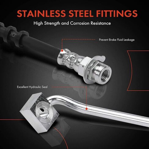 خرطوم هيدروليكي للسائق الأمامي والراكب A-Premium متوافق مع موديلات دودج - داكوتا 1992 1993 1994 1995 1996، RWD - استبدال # 52007937، حزمة من 2 in Kuwait