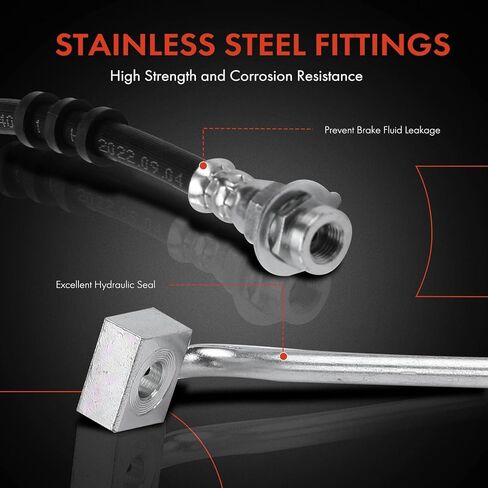 خرطوم هيدروليكي للسائق الأمامي والراكب A-Premium متوافق مع موديلات دودج - داكوتا 1992 1993 1994 1995 1996، RWD - استبدال # 52007937، حزمة من 2 in Kuwait