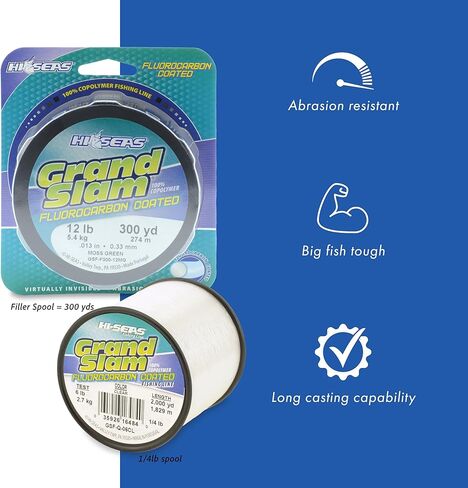 خط صيد السمك المطلي بالفلوروكربون من HI-SEAS - 100% بوليمر مشترك، قوي للغاية، شفاف وطحلب أخضر، اختبار 4 رطل - 20 رطل، سهل الصب، قوة عقدة عالية، خط قائد الفلوروكربون المقاوم للتآكل in Kuwait