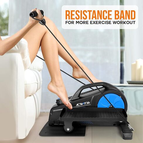SereneLife Elliptical Under Desk Exercise Equipment - Compact Ergonomic Seated Under Desk Exercise Elliptical Machine Mini Exerciser w/ 8 Resistance Level, LCD Monitor - Resistance Band SLEPL9 in Saudi Arabia