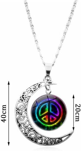Hippie Peace Sign Jewelry Set 80s 90s Hot Pink Floral Peace Symbol Necklace Earrings and Bracelet 3pcs Peace Jewelry for Women Teens in Saudi Arabia