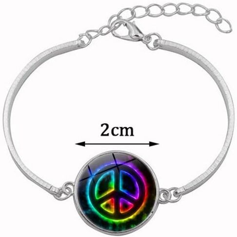 Hippie Peace Sign Jewelry Set 80s 90s Hot Pink Floral Peace Symbol Necklace Earrings and Bracelet 3pcs Peace Jewelry for Women Teens in Saudi Arabia