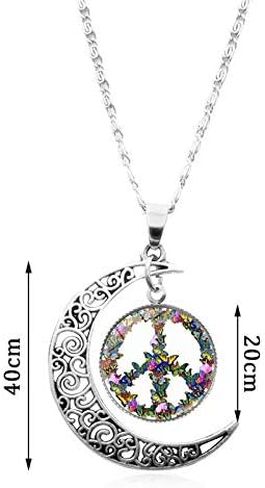 Hippie Peace Sign Jewelry Set 80s 90s Hot Pink Floral Peace Symbol Necklace Earrings and Bracelet 3pcs Peace Jewelry for Women Teens in Saudi Arabia