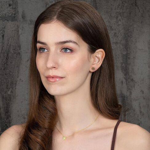 Namana Mandala Necklace and Earrings Set for Women. Dainty Brushed Mandala Jewelry Set for Women. Sacred Geometry Flower Stud Earrings and Necklace for Women with Gift Box in Kuwait