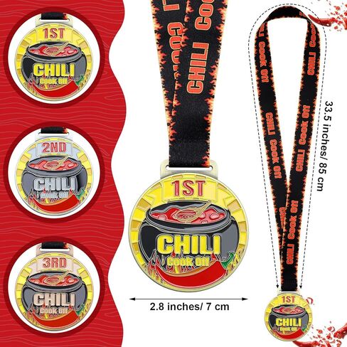 3 قطع من ميداليات الكأس لطهي الفلفل الحار مع شرائط الرقبة، ميداليات الفائز بالمركز الأول والثاني والثالث لحفل توزيع الجوائز in Kuwait