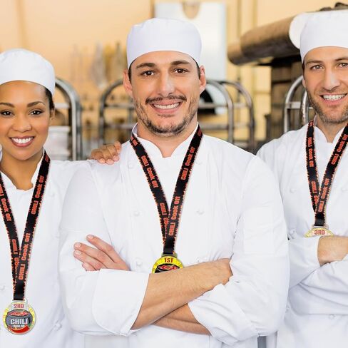 3 قطع من ميداليات الكأس لطهي الفلفل الحار مع شرائط الرقبة، ميداليات الفائز بالمركز الأول والثاني والثالث لحفل توزيع الجوائز in Kuwait