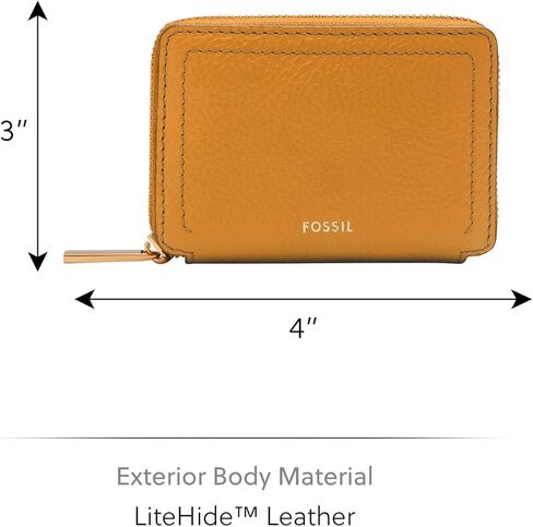 محفظة نسائية من Fossil Logan LiteHide™ مصنوعة من الجلد بتقنية RFID مع سحاب حول حافظة البطاقات، باللون البرتقالي (الموديل: SL10045763) in Saudi Arabia