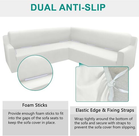 Arfntevss Sectional Couch Covers L Shape Super Stretch Corner Sofa Covers Non Slip Universal U Shaped Sofa Slipcovers Water Repellent Living Room Sectional Protector for Dogs Pets Cats (White, Large) in Saudi Arabia