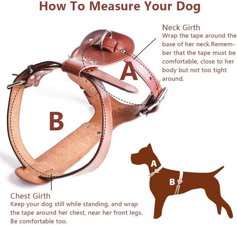 Leather Dog Harness No Pull Design Genuine Leather Durable Strong Pet Harness with Adjustable Straps Easy Control Pet Vest (M) in Saudi Arabia