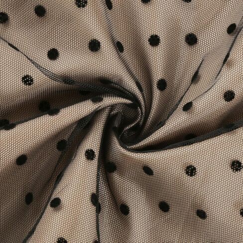 فستان كوكتيل نسائي 50s عتيق بدون أكتاف منقط أنيق عالي الخصر شبكي مرقع على شكل حرف a فساتين الحفلات المسائية in Kuwait