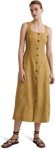 فستان Madewell متوسط ​​الطول بأزرار أمامية مصنوع من الكتان بنسبة 100% in Saudi Arabia