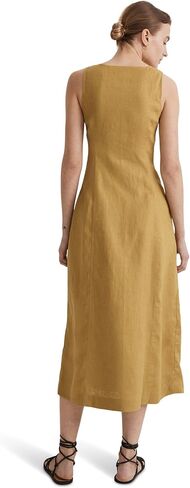 فستان Madewell متوسط ​​الطول بأزرار أمامية مصنوع من الكتان بنسبة 100% in Saudi Arabia