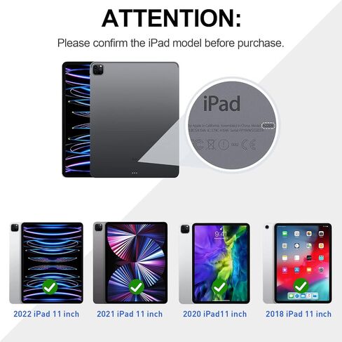 Case for iPad Pro 11 inch 2022/2021: Military Grade Shockproof Protective Cover with Screen Protector for iPad Pro 11 4th Gen 2022 / 3rd Gen 2021 + Pencil Holder + Stand + Strap- Black in Saudi Arabia