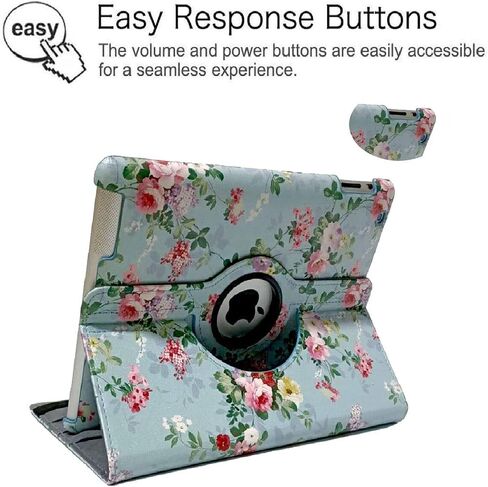 حافظة iPad 2/3/4 - حافظة ذكية بحامل دوار 360 درجة مع ميزة الاستيقاظ/السكون التلقائي لأجهزة Apple iPad 4 وiPad 3 وiPad 2 (أسود) in Kuwait