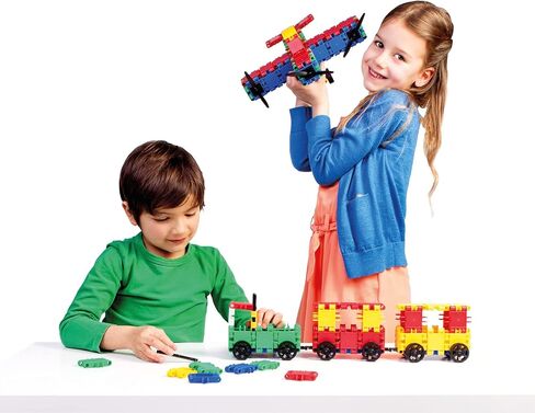 Clics construction toys, Glitter Bucket, 133 building blocks, 42 accessories and stickers,educational kids toys,STEM toys for 3 year old boys & girls and older, DURABLE TOYS made from RECYCLED PLASTIC in Saudi Arabia