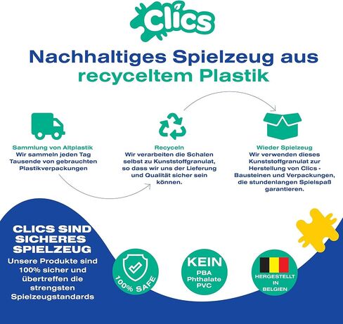 Clics construction toys, Glitter Bucket, 133 building blocks, 42 accessories and stickers,educational kids toys,STEM toys for 3 year old boys & girls and older, DURABLE TOYS made from RECYCLED PLASTIC in Saudi Arabia
