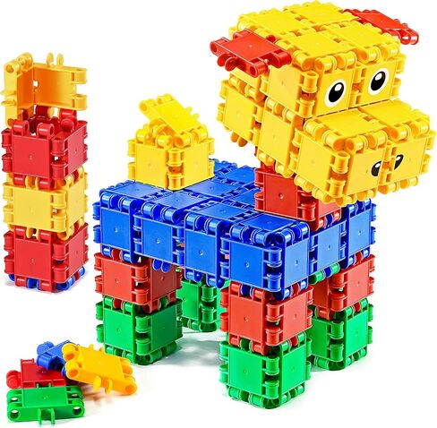 Clics construction toys, Glitter Bucket, 133 building blocks, 42 accessories and stickers,educational kids toys,STEM toys for 3 year old boys & girls and older, DURABLE TOYS made from RECYCLED PLASTIC in Saudi Arabia
