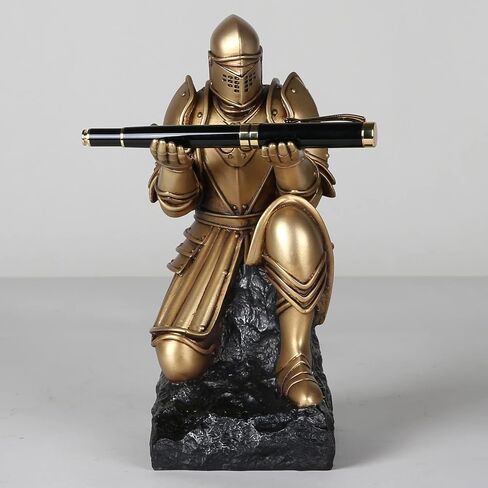 BC Home Decor Medieval Armour Statue, Single Pen Holder, Desk Accessories of Office Décor, Back to School Gfit，8.25" H, include Sign Pen, Hand Painted in Gold by Buildclassic in Saudi Arabia
