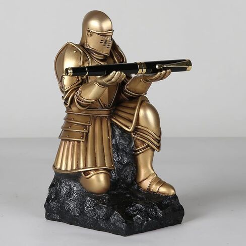 BC Home Decor Medieval Armour Statue, Single Pen Holder, Desk Accessories of Office Décor, Back to School Gfit，8.25" H, include Sign Pen, Hand Painted in Gold by Buildclassic in Saudi Arabia