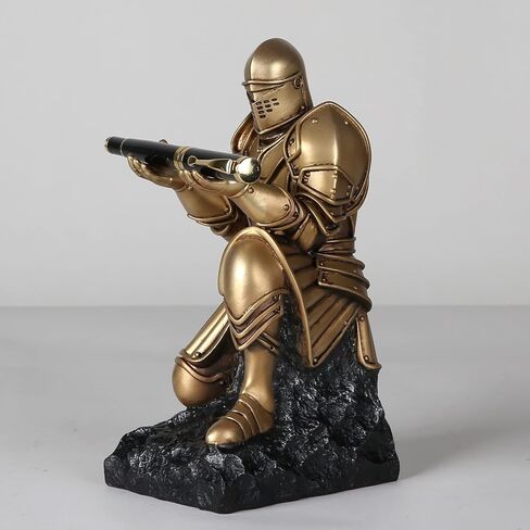 BC Home Decor Medieval Armour Statue, Single Pen Holder, Desk Accessories of Office Décor, Back to School Gfit，8.25" H, include Sign Pen, Hand Painted in Gold by Buildclassic in Saudi Arabia
