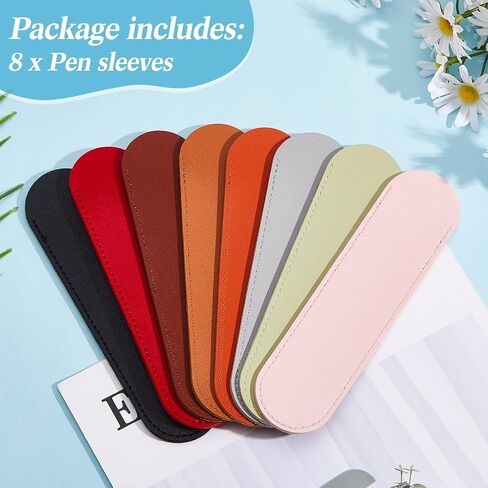 8 Pieces Pen Sleeve PU Leather Pen Case Vintage Pen Case Pocket Handmade Pen Leather Pouch for Single Pen in Saudi Arabia