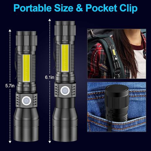 Banral Black Light UV Flashlight, 1200 High Lumens Magnetic Rechargeable Flashlight, Blacklight Tactical Flashlights 7 Modes LED Torch Light for Pets Urine and Stains, Bed Bugs and Scorpions in Kuwait
