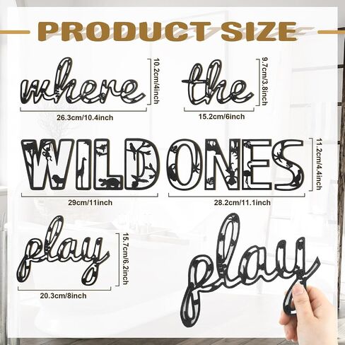 Where the Wild Ones Play Nursery Sign Wooden Playroom Wall Decor Playroom Sign Decoration Word Play Sign for Playroom Kids and Baby Wall Plaques for Boys Girls (Artistic Style, 23 Inch) in Saudi Arabia
