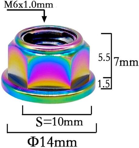 RISON Titanium Nut Titanium Flange Full Metal Lock nut M6 Titanium Sprocket Nut Rainbow 6AL4V Titanium Flange Lock Nut Pack of 5 in Saudi Arabia