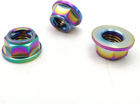 RISON Titanium Nut Titanium Flange Full Metal Lock nut M6 Titanium Sprocket Nut Rainbow 6AL4V Titanium Flange Lock Nut Pack of 5 in Saudi Arabia